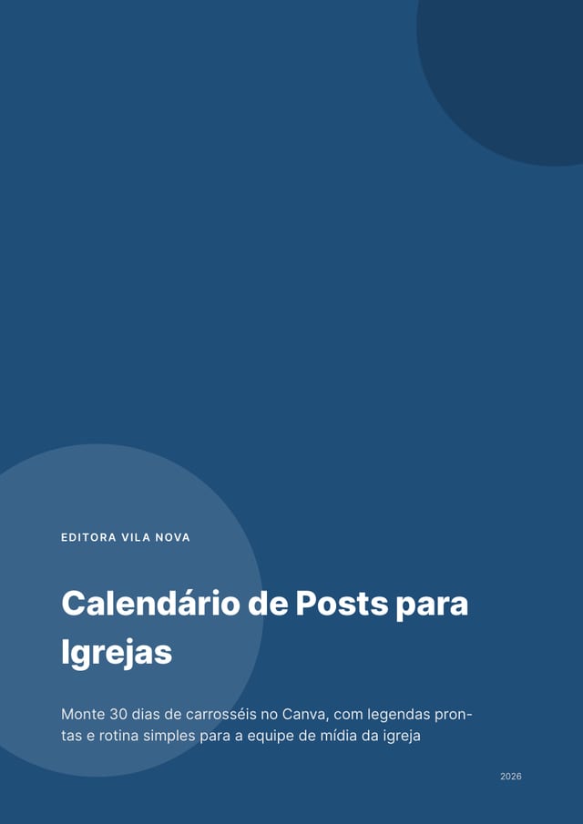 Capa de Calendário de posts para igrejas: 30 dias de carrosséis no Canva